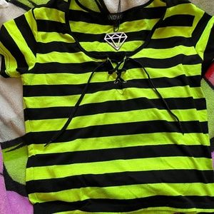 sold DOLLS KILL WIDOW STRIPED TOP LARGE
